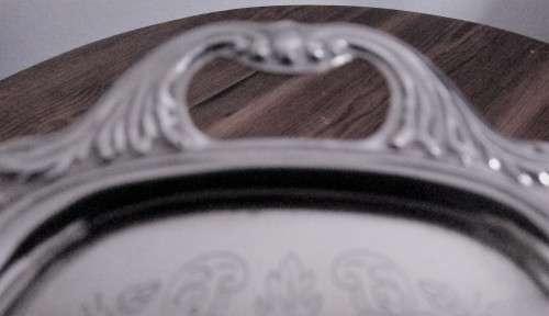 A WONDERFUL ORNATE LITTLE SILVER PLATED CONDIMENT TRAY