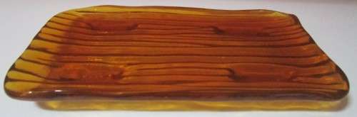 A ELEGANT ORANGE/BROWN GLASS THICK GLASS CHEASE PLATTER