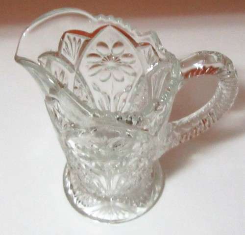 Vintage Cut Glass Pitcher, Crystal Daisy Pitcher, Clear Pitcher, Water Pitcher,  18cmtall
