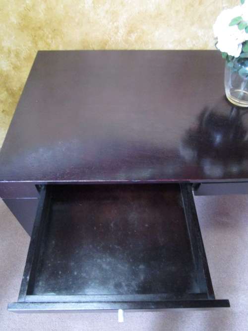A FANTASTIC LARGE DINING ROOM TABLE WITH THREE DRAWERS THAT CAN BE USED AS A DESK TWO STUNNING TABLE