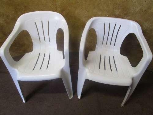TWO OUT DOOR CHAIRS ALWAYS HANDY TO HAVE EXTRA CHAIRS FOR THE GARDEN & PATIO - BID EACH