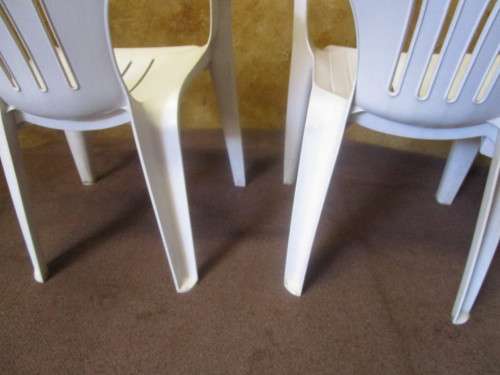TWO OUT DOOR CHAIRS ALWAYS HANDY TO HAVE EXTRA CHAIRS FOR THE GARDEN & PATIO - BID EACH