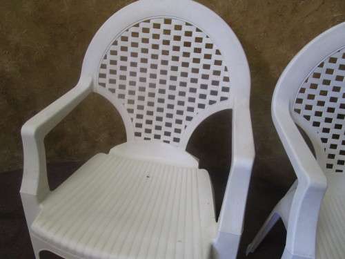 TWO OUT DOOR CHAIRS ALWAYS HANDY TO HAVE EXTRA CHAIRS FOR THE GARDEN & PATIO - BID EACH