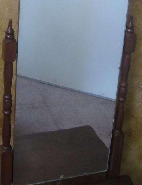 A GORGEOUS QUEEN ANN CHEVAL MIRROR WITH A DRAWER