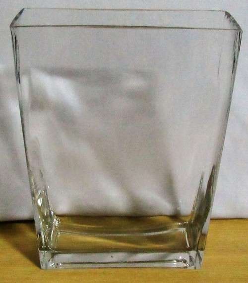 A GORGEOUS RECTANGULAR LARGE CLEAR GLASS FLOWER POT 30cm High