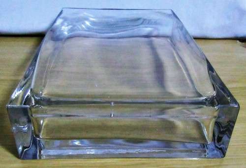 A GORGEOUS RECTANGULAR LARGE CLEAR GLASS FLOWER POT 30cm High
