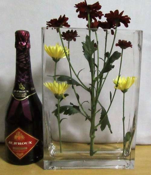 A GORGEOUS RECTANGULAR LARGE CLEAR GLASS FLOWER POT 30cm High
