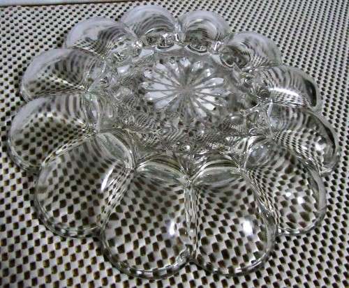 A MARVELOUS Clear Glass Egg Plate & Egg Platter for Deviled Egg stunning glass