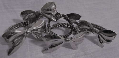 10 Stylish Silver Plated Bow Napkin Holders - Bid per Each