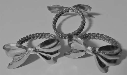 10 Stylish Silver Plated Bow Napkin Holders - Bid per Each