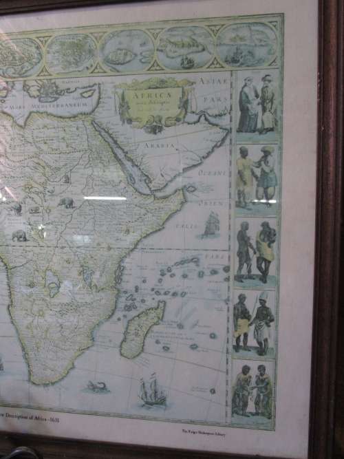 A LOVLEY LARGE PRINT OF THE NEW DESCRIPTION OF AFRICA 1631 - THE FOLGER SHAKE SPEAR LIBARY