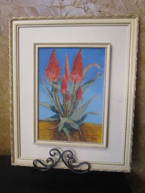 A GORGEOUS ALOE SEEN OIL ON BOARD BY PE VAN DYK - STUNNING VINTAGE PICTURE