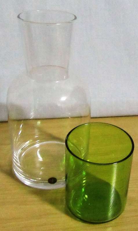 Art Deco Style Water Carafe & Drinking Glass,