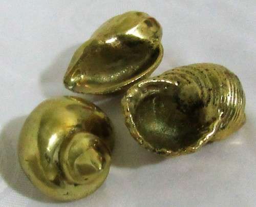 THREE  Brass Seashells Wall Plaques Sea Shell Beach Decor - Nautical Brass