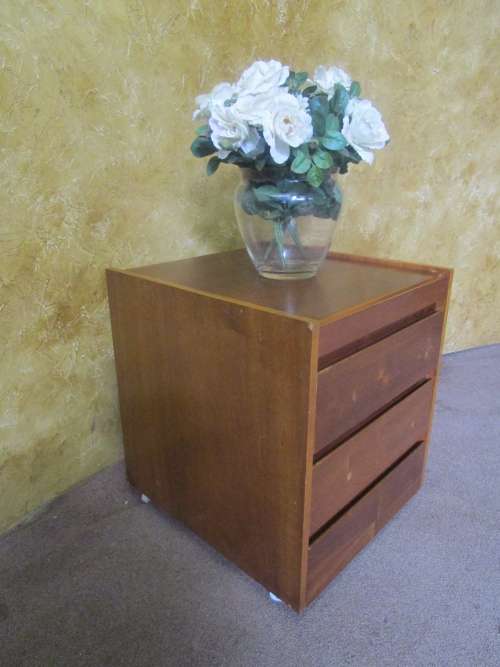 A DELIGHTFUL SET OF DRAWERS ON CASTERS WILL BE FANTASTIC AS A SIDE TABLE TO PUT ALL YOUR CD'S
