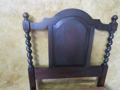 BARLEY TWIST 1920'S OAK SINGLE BED Good quality, unusual barley twist oak single bedstead