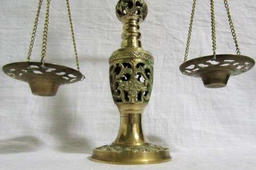 A 1950's Vintage Scales of Justice is a Mid Century Brass, perfect Decor for a Law Office or Judicia