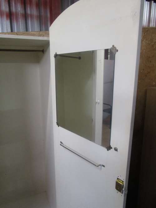 A FANTASTIC RETRO 1950'S IVORY TWO DOOR WARDROBE QUEEN ANN LEGS