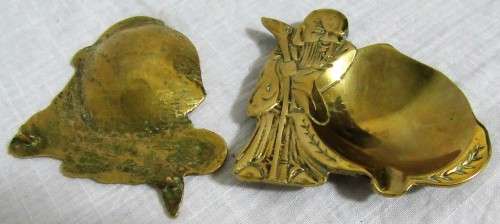 TWO AMAZING ORIENTAL DESIGNED SOLLID BRASS ASHTRAYS - STUNNING COLLECTABLE ITEMS BID PER EACH