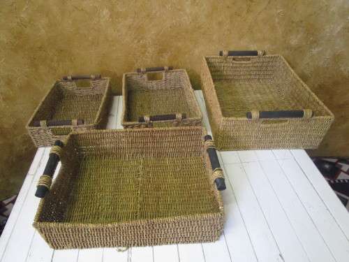 FOUR VERY USEFUL COTTAGE STYLE BASKETS THAT FIT IN TO EACH OTHER - BID PER EACH