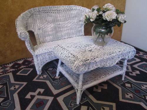 A MUST HAVE!!! A FANTASTIC VINTAGE PATIO SET ONE BID FOR ALL - TWO SEATER & TABLE