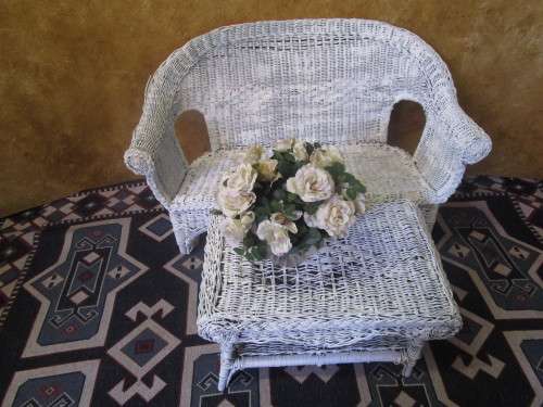 A MUST HAVE!!! A FANTASTIC VINTAGE PATIO SET ONE BID FOR ALL - TWO SEATER & TABLE
