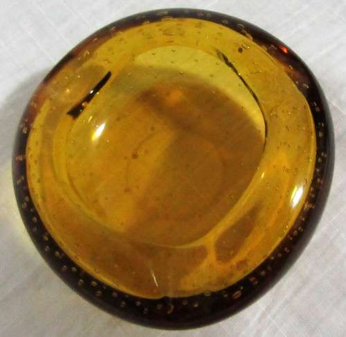 Vintage Murano glass ashtray or bowl Olive green hand blown glass 60s
