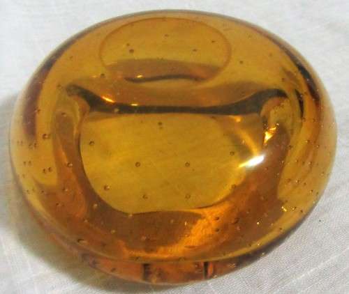 Vintage Murano glass ashtray or bowl Olive green hand blown glass 60s