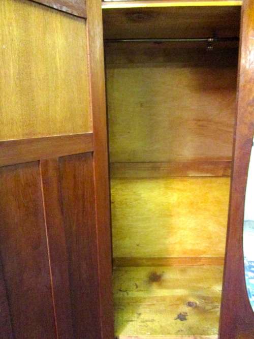 AN EXQUISITE THREE PIECE ANTIQUE BURMESE TEAK WARDROBE WITH 3 DOORS & 2 DRAWERS IN EXCELLENT CONDI
