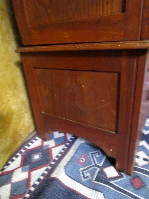 AN EXQUISITE THREE PIECE ANTIQUE BURMESE TEAK WARDROBE WITH 3 DOORS & 2 DRAWERS IN EXCELLENT CONDI