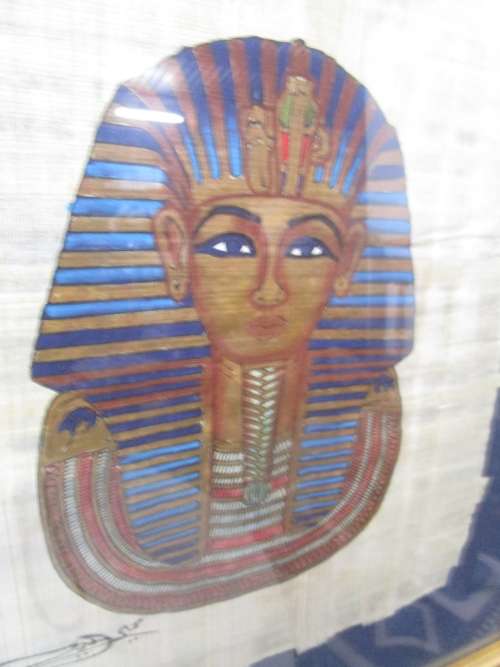 A FANTASTIC FRAMED EGYPTIAN PAPYRUS BEHIND GLASS