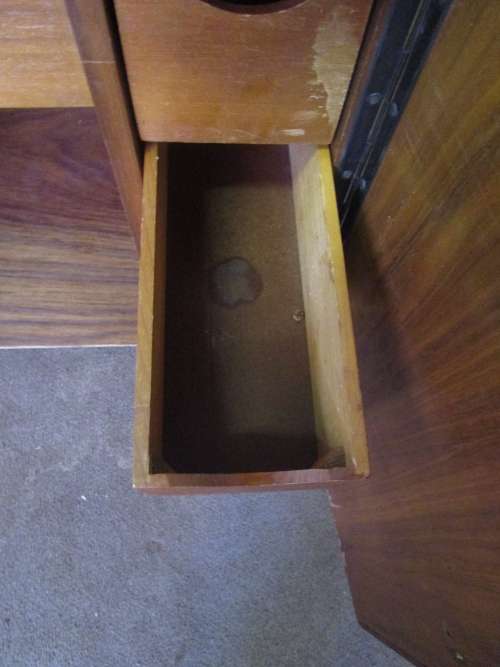 A MARVELOUS VINTAGE TWO DOOR CABINET WITH FOUR DRAWERS - PERFECT FOR ALL YOUR CRAFT APPLIANCES
