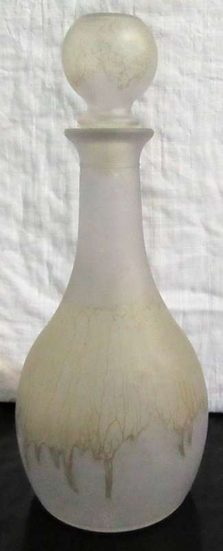 AN AMAZING CRYSTAL DECANTER  BY AZKAROT MADE IN  JHUDA IN ISRAEL - HAND PAINTED -