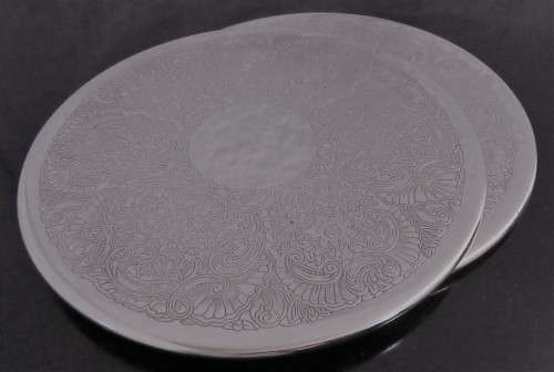 TWO STYLISH ENGRAVED - DETAILED SILVER PLATED HOT POT STAND - ELGANT & CLASS - BID PER EACH