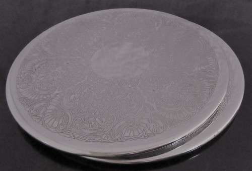 TWO STYLISH ENGRAVED - DETAILED SILVER PLATED HOT POT STAND - ELGANT & CLASS - BID PER EACH