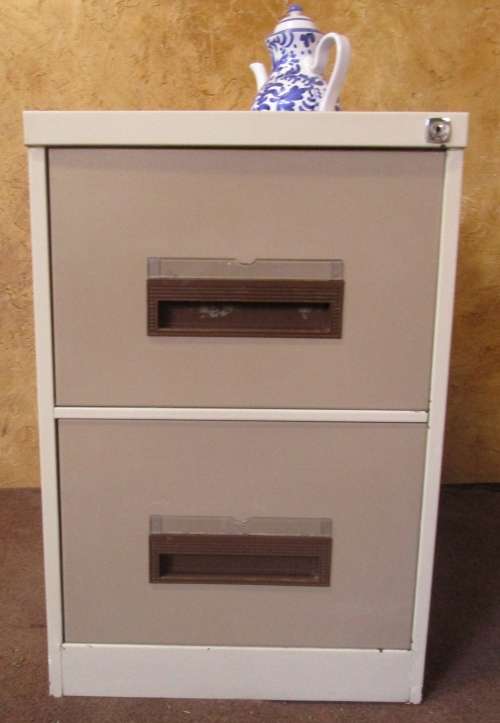 A VERY USEFUL TWO DRAWER FILING CABINET - OR FOR THE INDUSTRIAL LOOK IN YOUR HOME