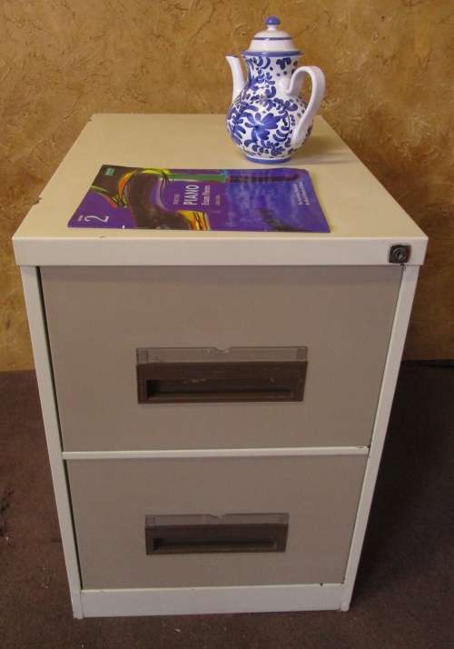 A VERY USEFUL TWO DRAWER FILING CABINET - OR FOR THE INDUSTRIAL LOOK IN YOUR HOME