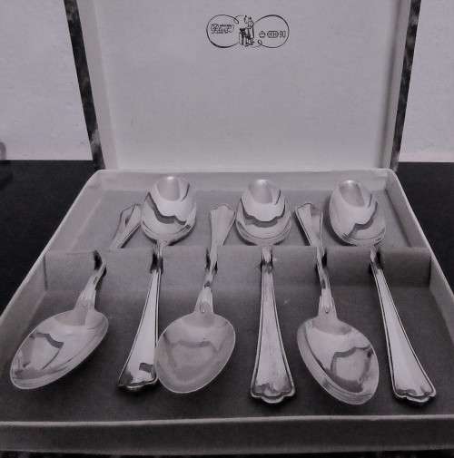 WOW MARKED "800" HONKIAN PLEET DR 51590 ?-  SIX CAKE FORKS IN THE ORIGINAL BOX