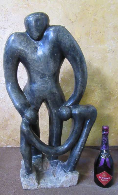 A LOVELY LARGE STONE CARVED FIGURE - HAVE A MODERN FEEL SUNNING HOME AND GARDEN DECOR