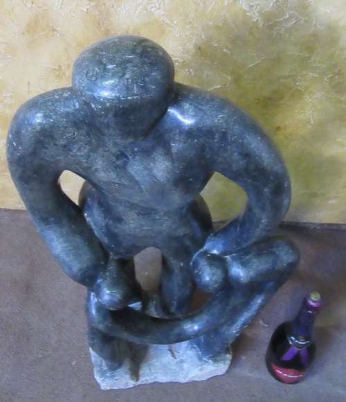 A LOVELY LARGE STONE CARVED FIGURE - HAVE A MODERN FEEL SUNNING HOME AND GARDEN DECOR