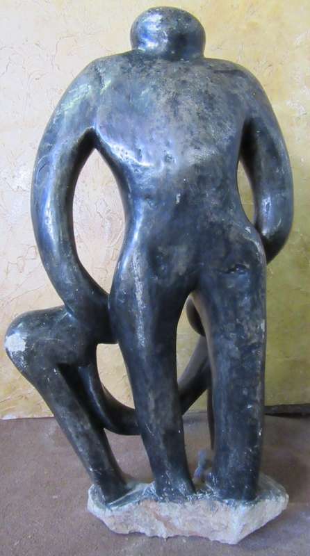 A LOVELY LARGE STONE CARVED FIGURE - HAVE A MODERN FEEL SUNNING HOME AND GARDEN DECOR