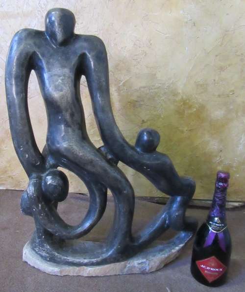 A LOVELY LARGE STONE CARVED FIGURE - HAVE A MODERN FEEL SUNNING HOME AND GARDEN DECOR