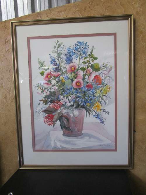 A BEAUTIFUL FLORAL ORIGINAL WATER COLOR SOUTH AFRICAN ARTIST CYNTHIA BALL