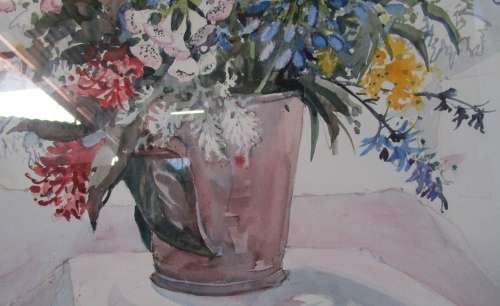 A BEAUTIFUL FLORAL ORIGINAL WATER COLOR SOUTH AFRICAN ARTIST CYNTHIA BALL