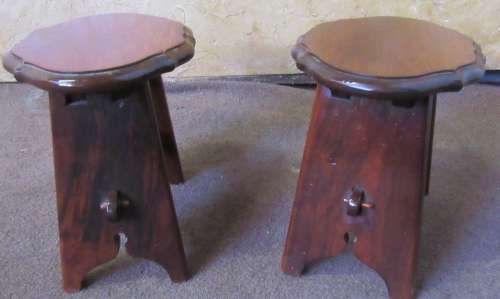 TWO STUNNING ANTIQUE SOLID IMBUIA MILKING STOOLS IN FANTASTIC CONDITION!!! BID PER EACH