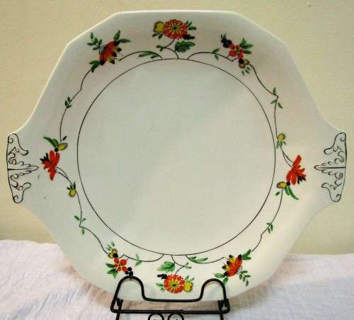 A MARVELOUS 27cm COLLECTABLE ALFRED MEAKIN ENGLAND CHATHAM HAND PAINTED CAKE PLATE