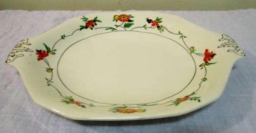 A MARVELOUS 27cm COLLECTABLE ALFRED MEAKIN ENGLAND CHATHAM HAND PAINTED CAKE PLATE