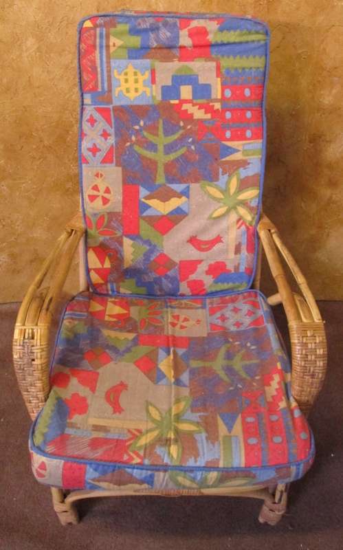 HIGH BACK CANE CHAIR THE FABRIC LOOK NEWLY UPHOLSTERED