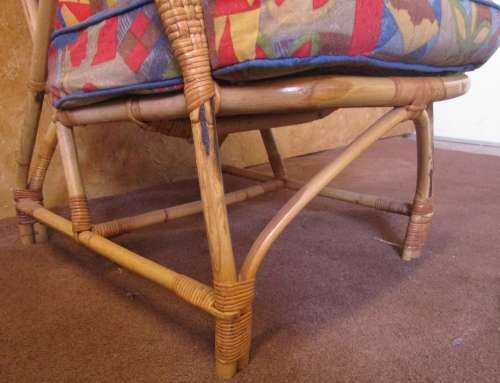 HIGH BACK CANE CHAIR THE FABRIC LOOK NEWLY UPHOLSTERED