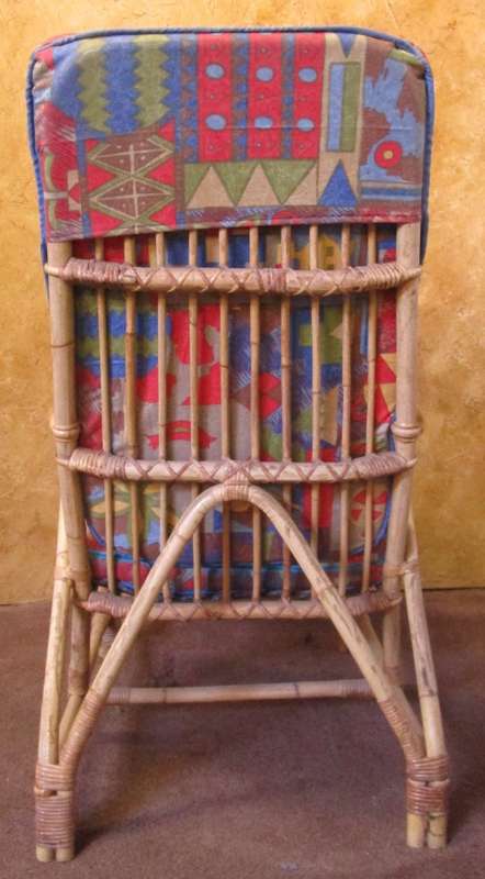 HIGH BACK CANE CHAIR THE FABRIC LOOK NEWLY UPHOLSTERED